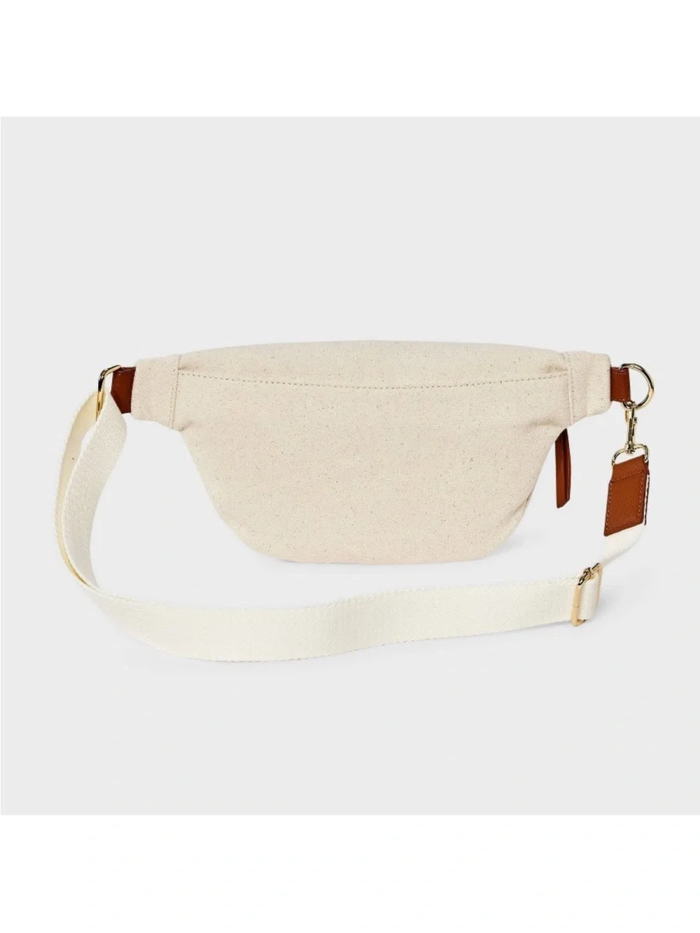 Universal Thread Cream Canvas Crossbody Belt Bag with Brown Trim
